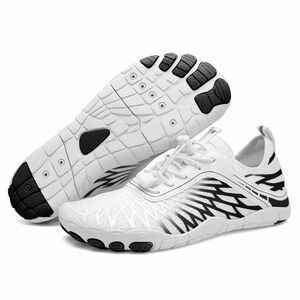 White and Black Men's barefoot Shoes